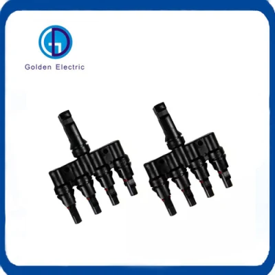 Solar PV Connectors Electric Photovoltaic Female Male 4 to 1 T Type Branch Wire Solar Cable Connector