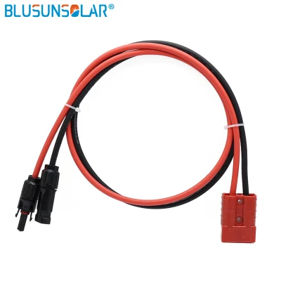  50A 600V Double Hole Battery Connector with 6 Meter 4mm2 Cable Wire Red and Black for Solar Panel