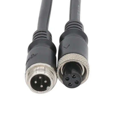 M12 Male Female Wire Electrical 4 Pin Aviation Connector
