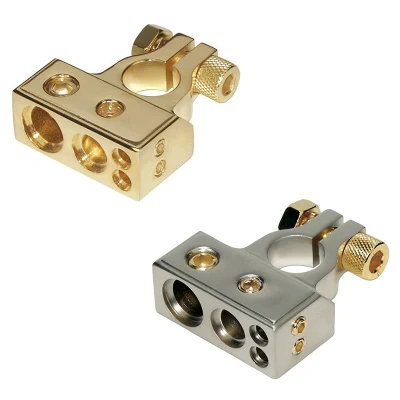 Gold Plated Series Car Automotive Marine Audio Positive Negative Port Battery Terminal Connectors 0 2 4 8 AWG Gauge Inputs