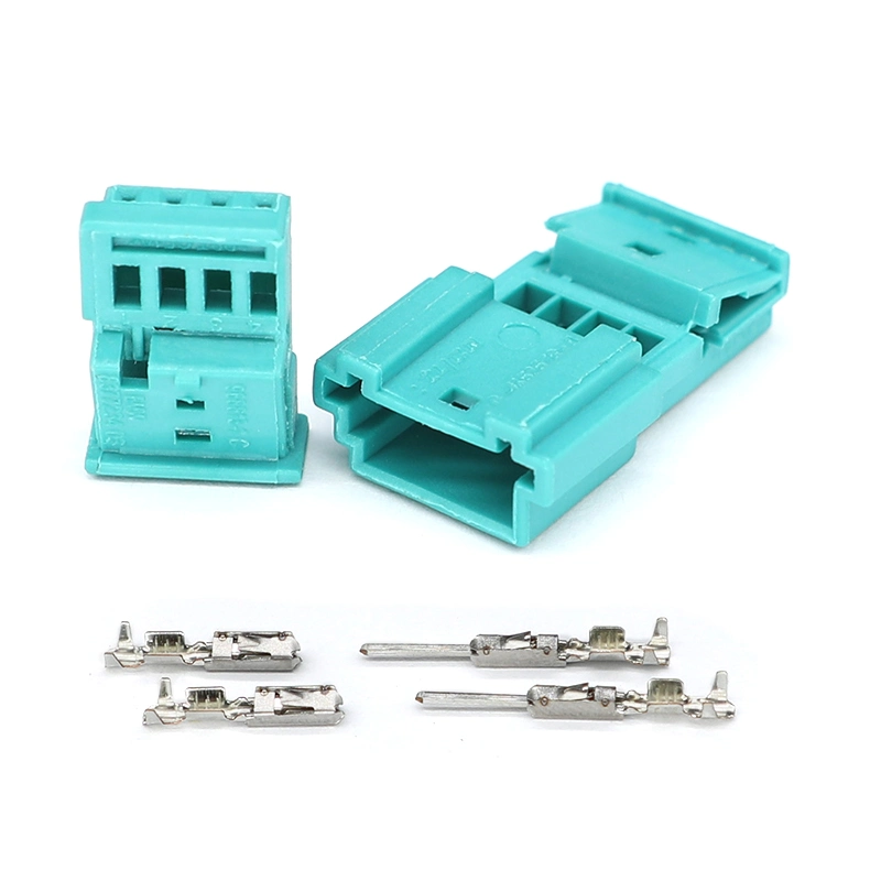 968813-9 4pin Cyan Automotive Wiring Harness Connectors Housing for Female Terminals