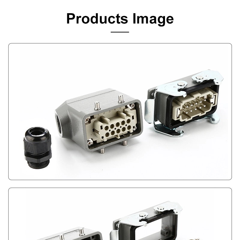 16A 500V He Series Waterproof Male Inserts 10 Pin Heavy Duty Rectangular Connector Electrical Automotive Connectors