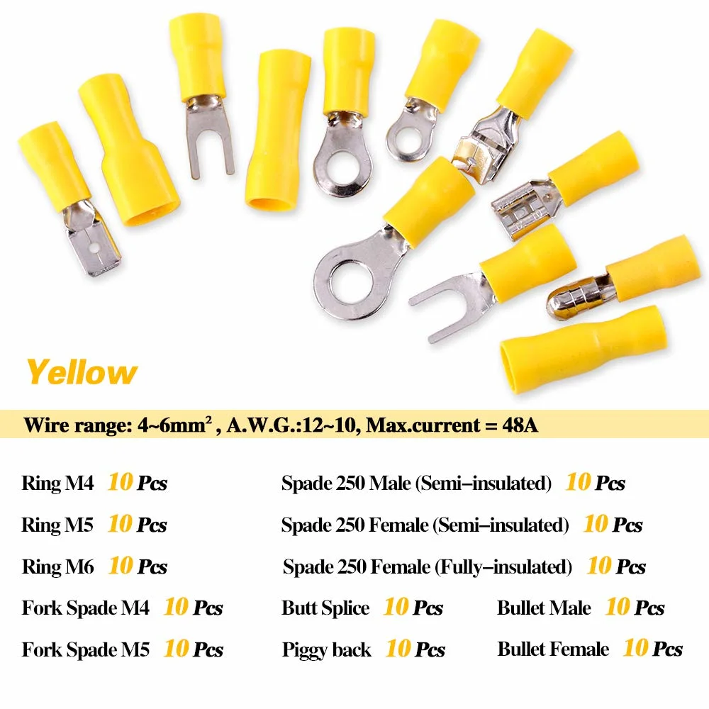 Factory Supply 100 PCS Insulated Electrical Bullet Connectors Kit - Electrical Insulated Automotive Wire Crimp Terminals