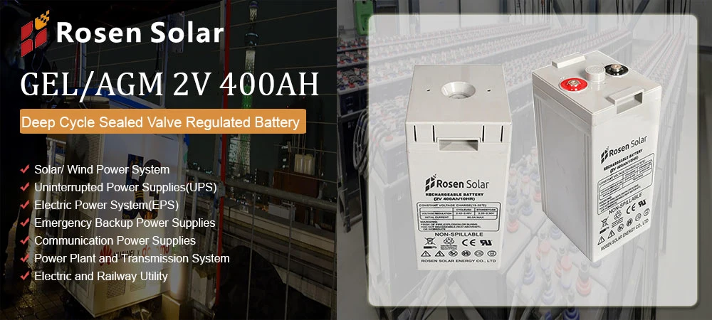 400ah 2V Batteries M8 Terminal Long Life 2 Volt Gel Battery for Transmmission System