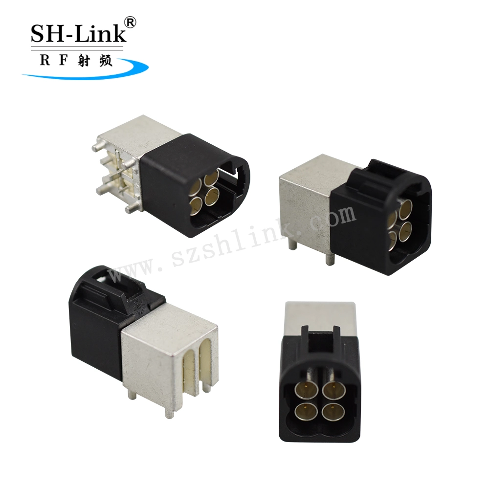 Quad Right Angle PCB Mount Mini Fakra Connector for Automotive Type a