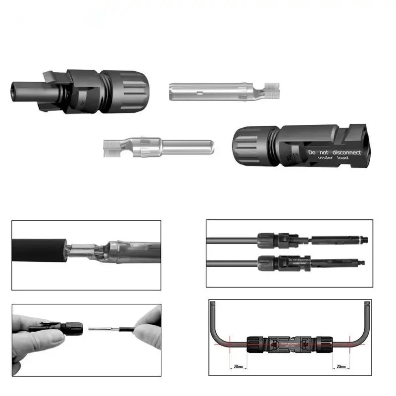 Kingwooh PV Cable Connector Solar Inverter Connector IP67 1000V 1500V Mc4 Connector for Solar Power System