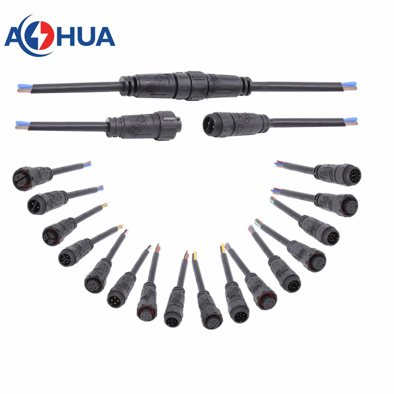 Aohua Factory Sales 2~8pin Circular Plastic Connector M20 Male to Female Extension Cable Connector IP67 Outdoor Solar Streetlight/Wall Washer Wire Connector