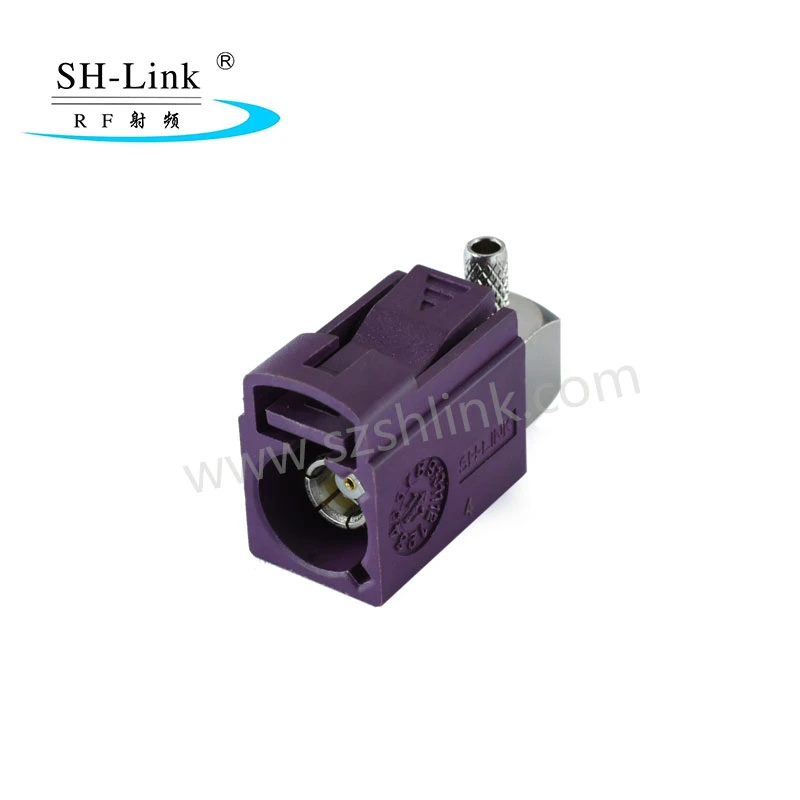 Fakra Right Angle Automotive Connector Type D Bordeaux Violet Female Car Connector for Rg174/316 Cable