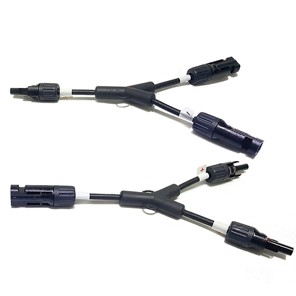 1000V Waterproof Solar Power PV Cable Assembly 2 to 1 Y Branch Connector Cable Length 4.0cm with TUV Approved