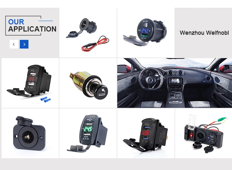 Fast Charging 12V Dual USB Pd3.0 Type-C Socket QC3.0 USB Car Charger Socket Power Outlet with LED Voltmeter Switch