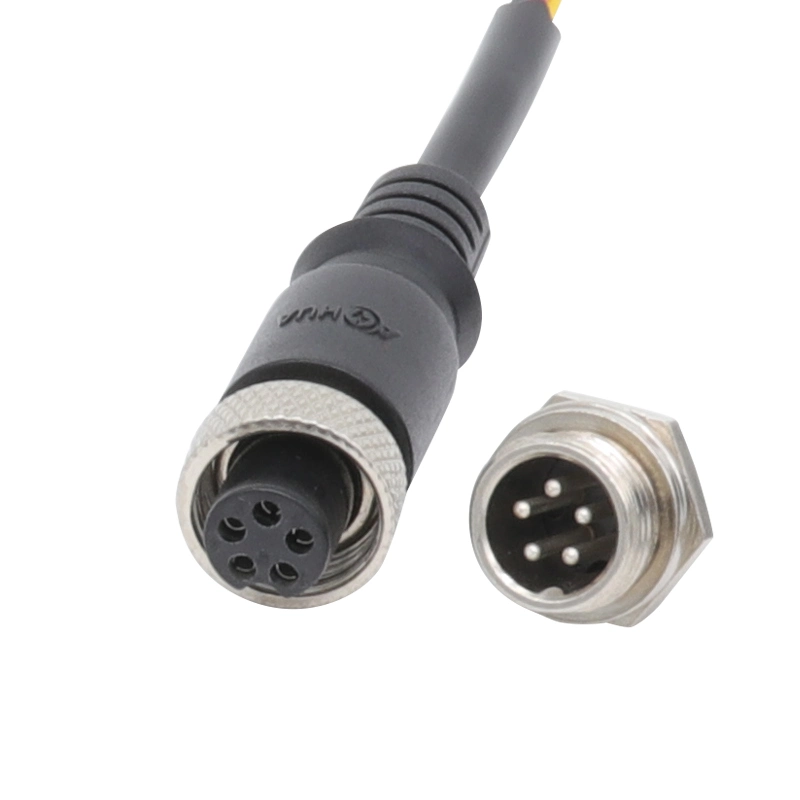 M12 Male Female Wire Electrical 4 Pin Aviation Connector