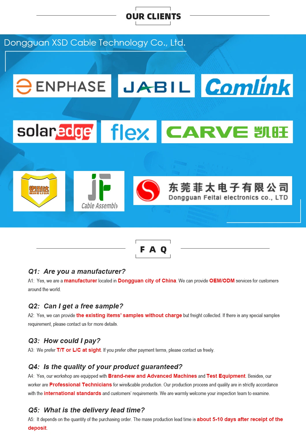 IP67 Waterproof Flame Resistant Connector Panel Solar Cable Assembly with Factory Price