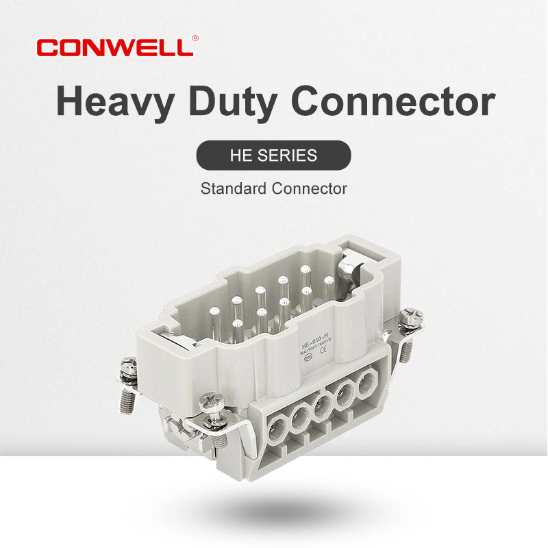 16A 500V He Series Waterproof Male Inserts 10 Pin Heavy Duty Rectangular Connector Electrical Automotive Connectors