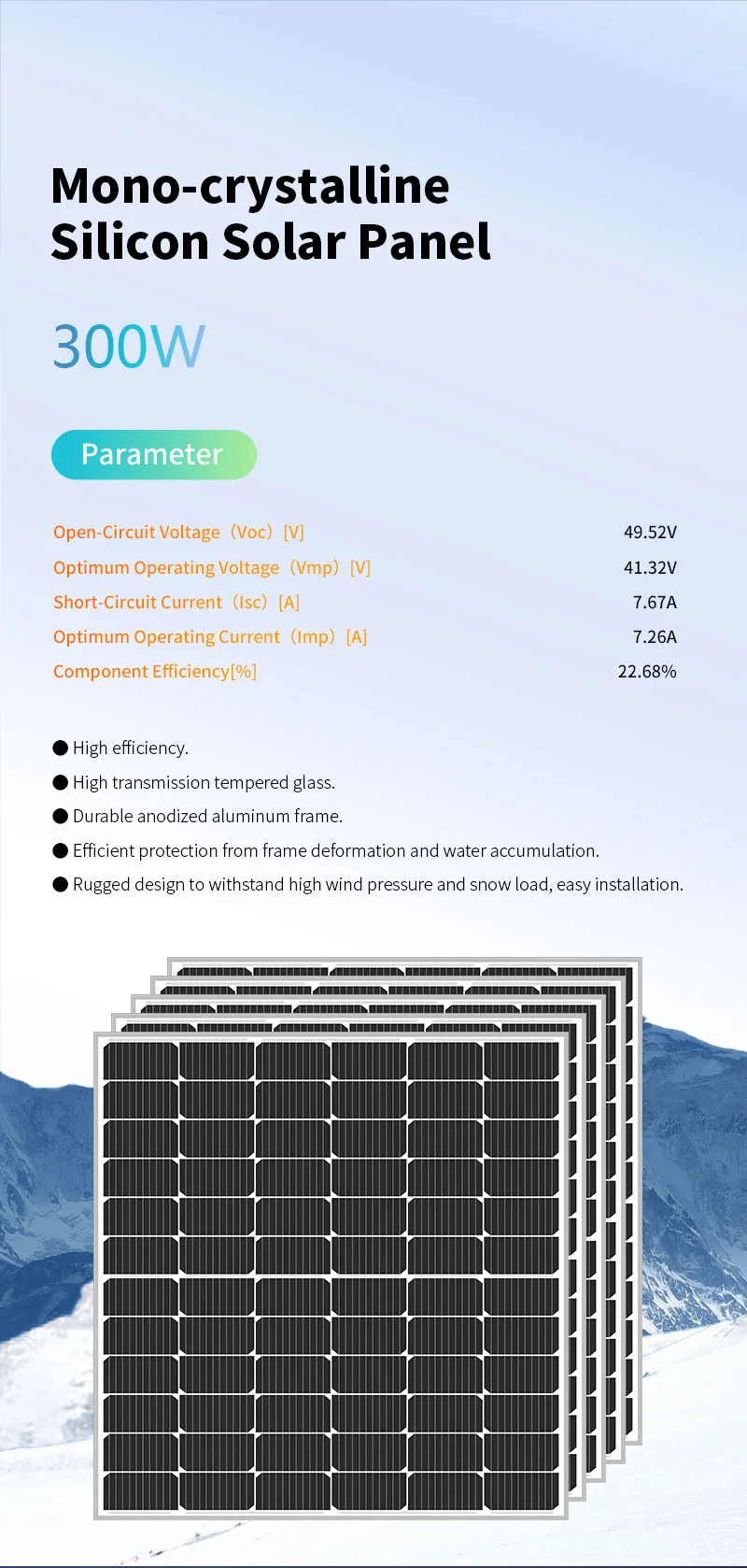 Solar Panel 3kw System Monocrystalline N-Type Frame Connector Power