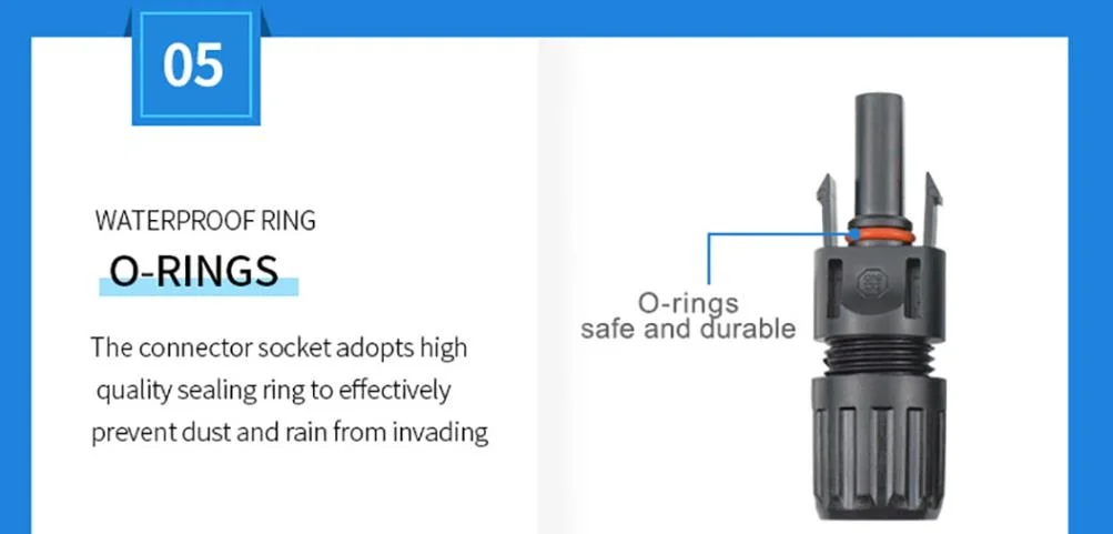 Kingwooh PV Cable Connector Solar Inverter Connector IP67 1000V 1500V Mc4 Connector for Solar Power System