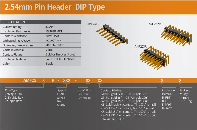 Auto Connector Pin Header Board to Board Connectors Electrical Plug Auto Parts for PCB Jack