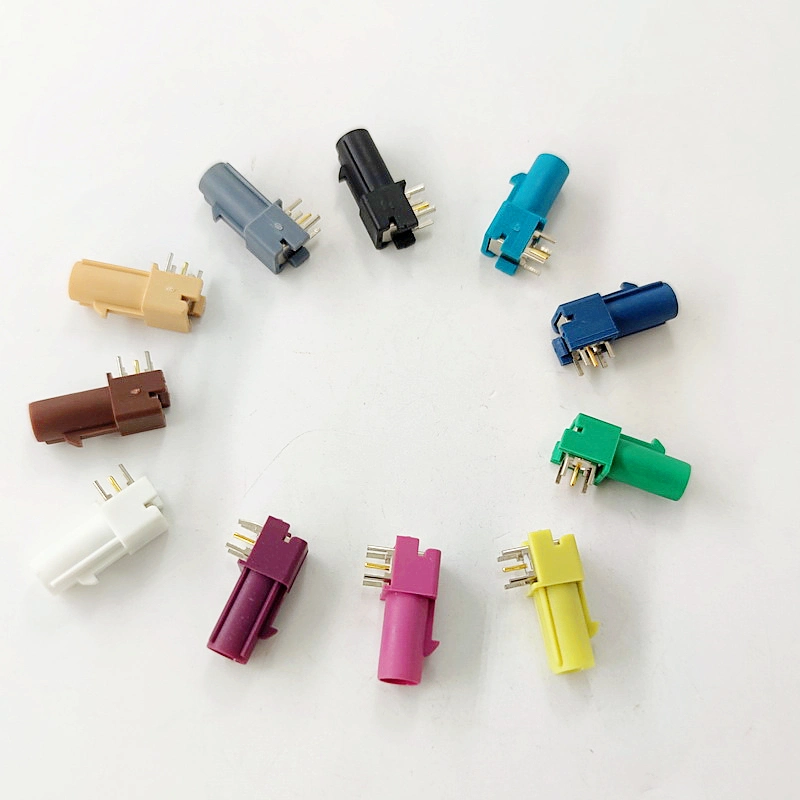 Automotive Electrical Wire Waterproof RF Coaxial Fakra Male Right Angle Connectors for PCB Mount