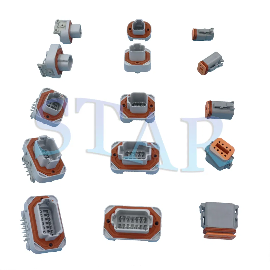 PCB Connector Automobile Deutsch Waterproof Right Angle Connector Male and Female Terminal Plug Straight Pin Dt15-2pb Dt15-6pb Dt15-2pb