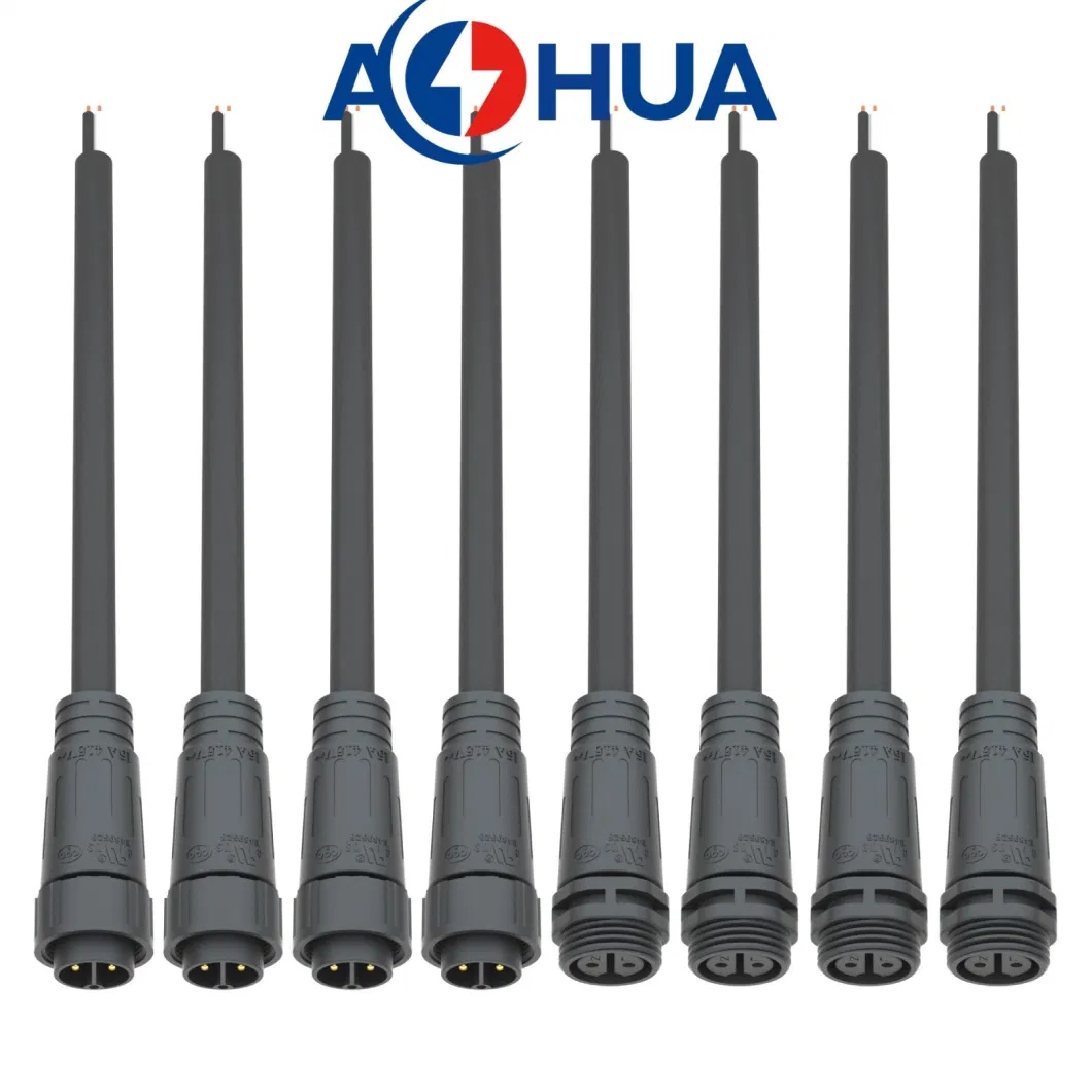 Aohua Factory Sales 2~8pin Circular Plastic Connector M20 Male to Female Extension Cable Connector IP67 Outdoor Solar Streetlight/Wall Washer Wire Connector