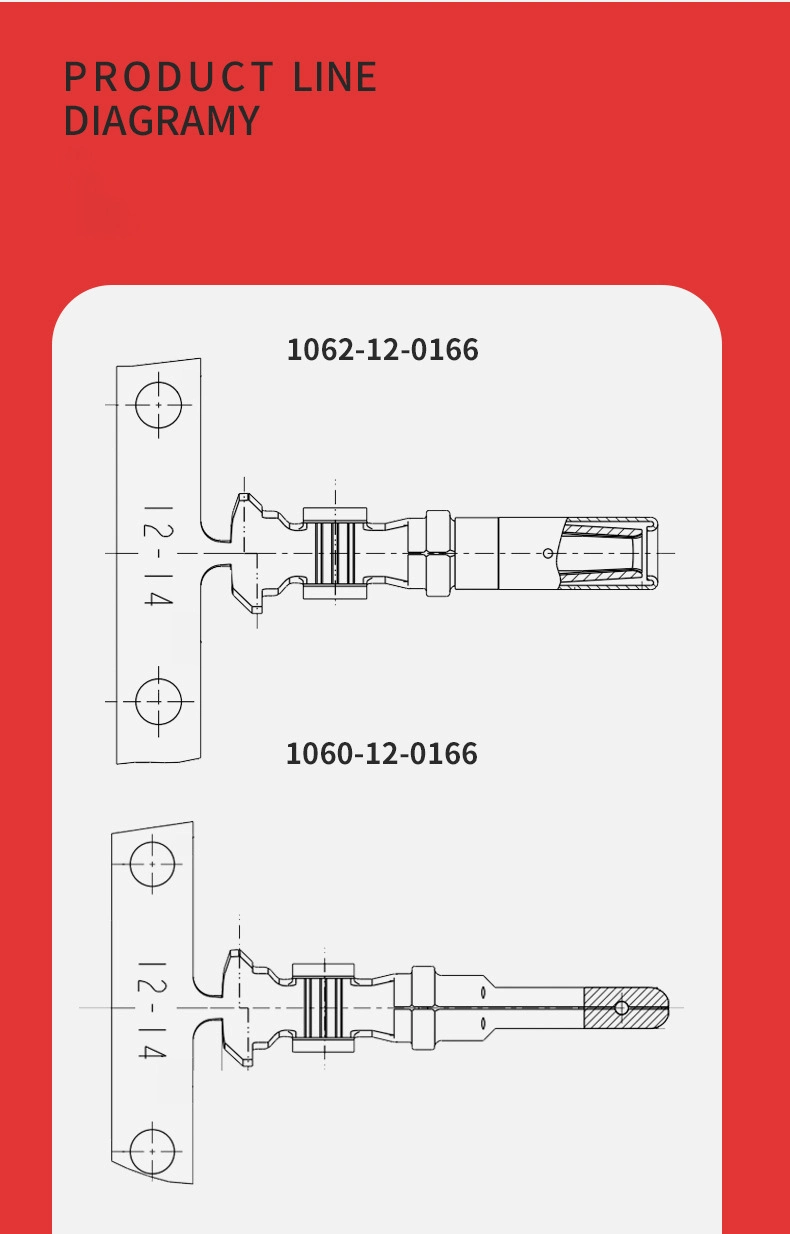 1060-12-0166 Automobile Waterproof Connector Deutsch Dtp Series Male Terminal 1062-12-0166 Deutsch Connector Can Be Equipped with Cable Wiring Harness