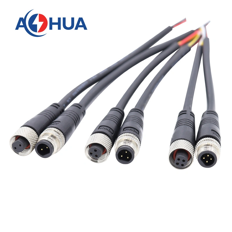 M8-02 Series 4 Pin Mold Cable to Automotive Connector Male Female Metal Circular Solder Type Connector