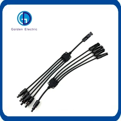 Solar PV Connectors Electric Photovoltaic Female Male 4 to 1 T Type Branch Wire Solar Cable Connector