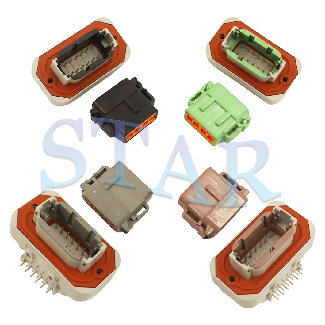 PCB Connector Automobile Deutsch Waterproof Right Angle Connector Male and Female Terminal Plug Straight Pin Dt15-2pb Dt15-6pb Dt15-2pb