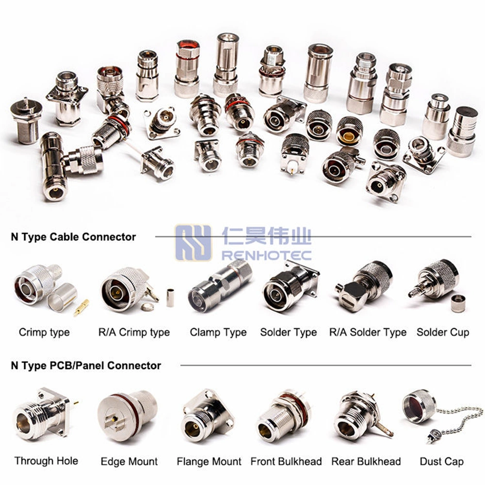 N Type Panel Mount Connector Female with 4 Hole Flange Solder Rg316 Rg178 Rg174