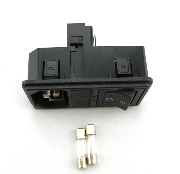 C14 AC Electrical Inlet Outlet Plug Auto Parts Power Connector Sockets with Switch Double Fuse