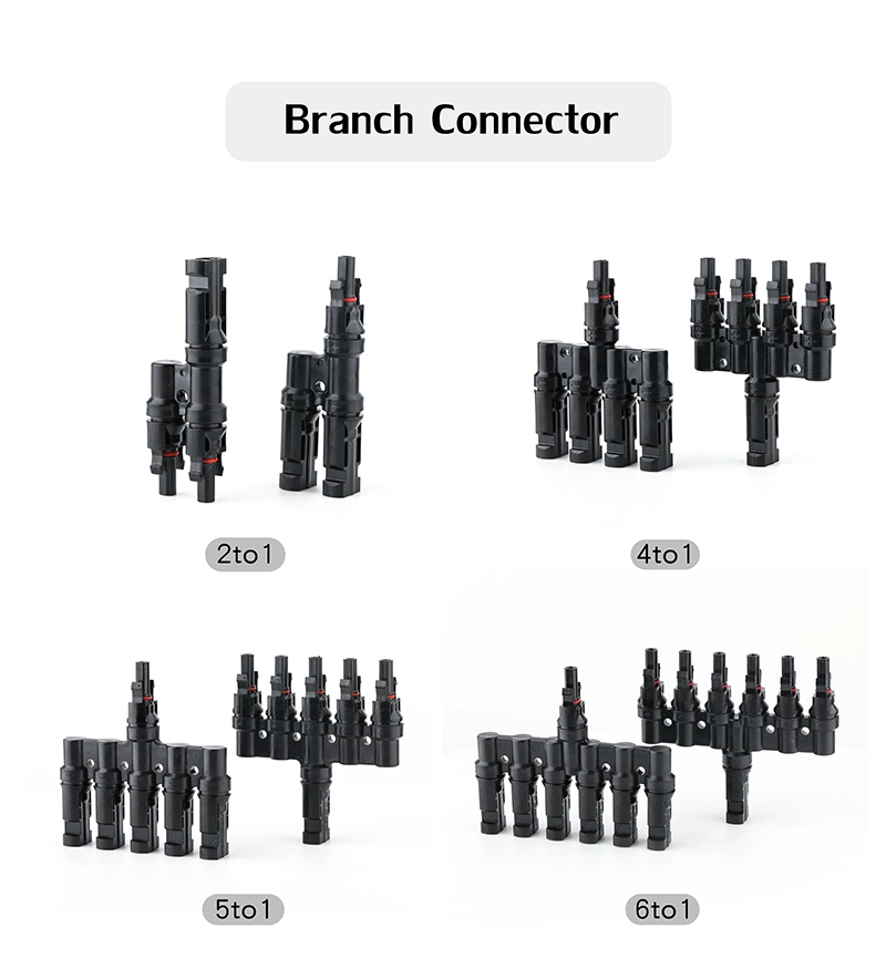 Waterproof Solar TUV Approved 4 in 1 Branch Connector Solar Panel T Type 4 to 1 Connector