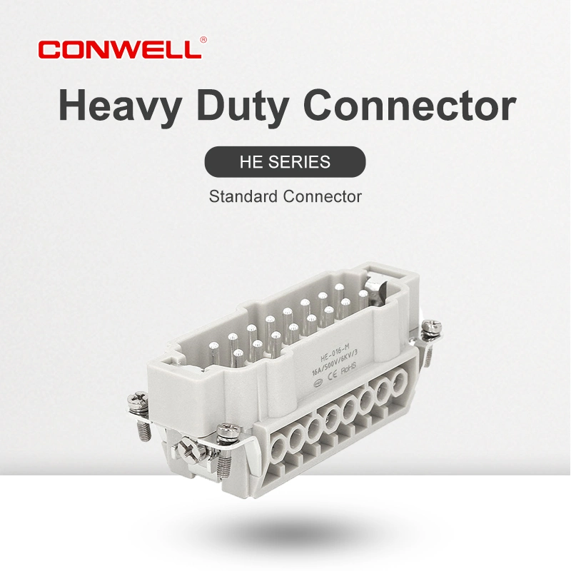He 16 Pin Contacts Heavy Duty Connector Plug 500V 16A Cage-Clamp Male Insert Machine Automotive Connectors