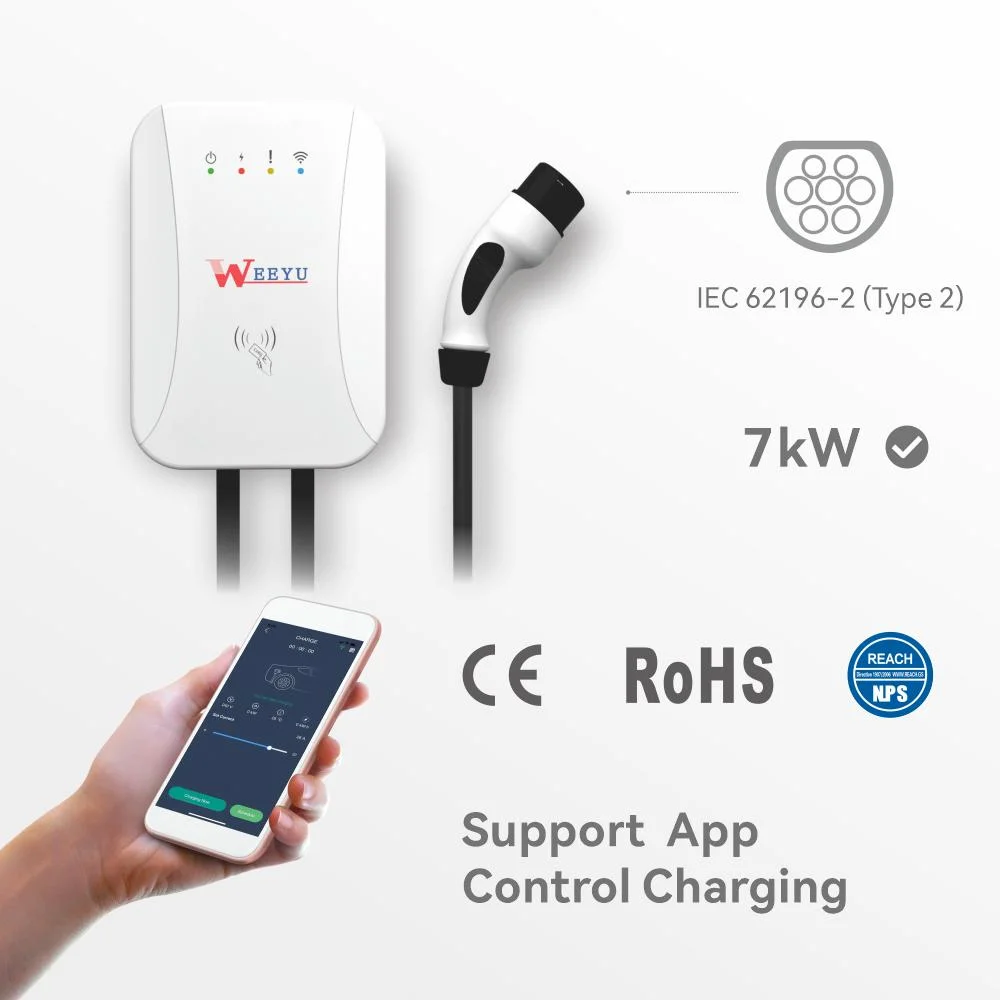 22kw Weeyu Electric Vehicle Wall Box EV Car Charger Station with Type 2 Charging Connector