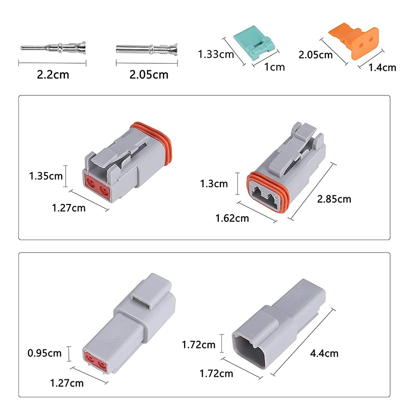 Custom Logo Dt Series 2 3 4 6 8 12 Pin Wire Connector Plug Male Female Automotive Deutsch Connector