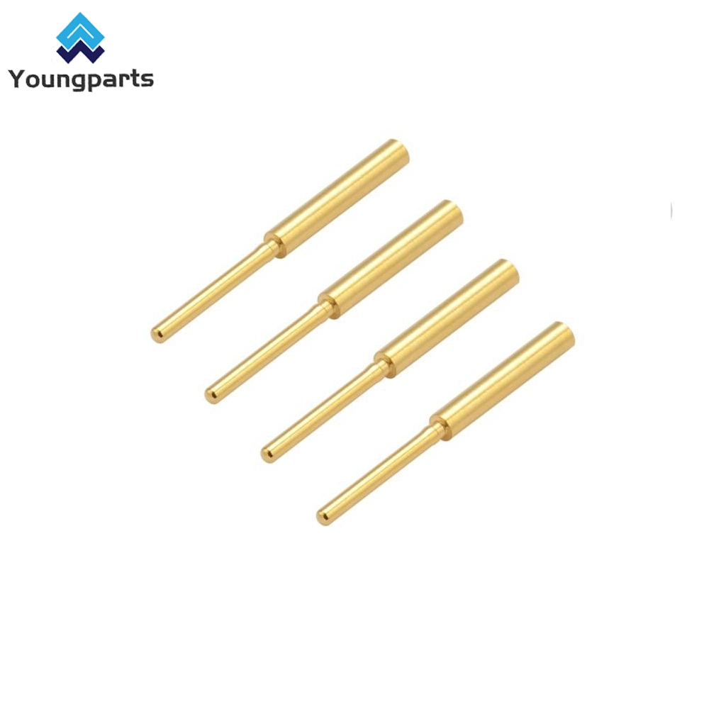 Youngparts Customized Swiss Type CNC Lathe Turning Deutsch Terminal Brass Gold Plating Socket Electrical Contact