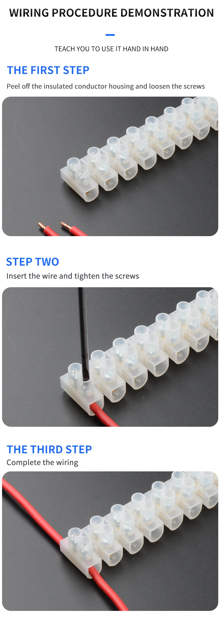 Electrical Cable 3 AMP Connector Strip Terminal Block