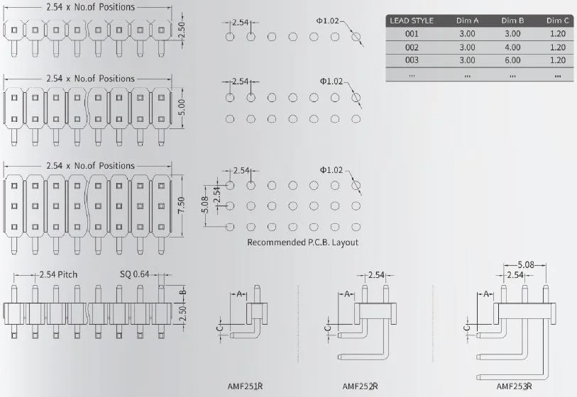 Auto Connector Pin Header Board to Board Connectors Electrical Plug Auto Parts for PCB Jack