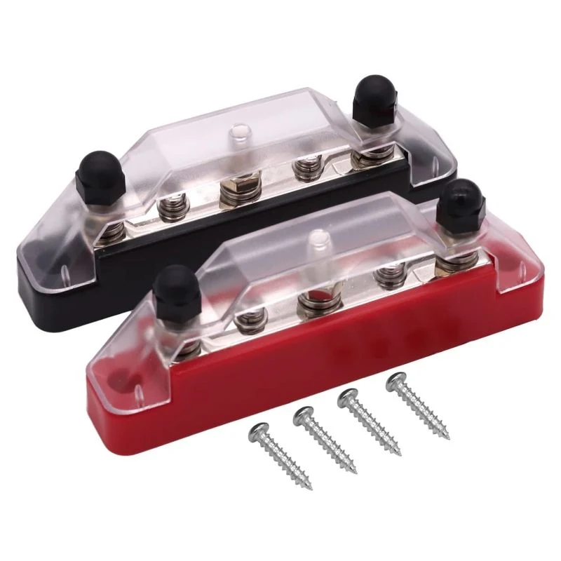 Power Distribution Block Car Boat Marine 3X M6 Studs 2X M4 (#8) Screw Terminal Block with Cover 150 a Bus Bar
