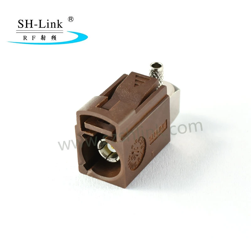 Fakra Right Angle Automotive Connector Type F Brown Female Car Connector for Rg174/316 Cable