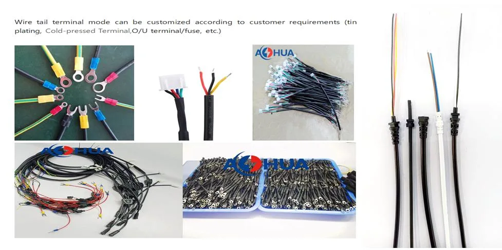 Aohua IP67 Circular Power Signal Connector M20 Pre-Molded Male and Female Docking 5pin Threaded Connector Solar Streetlight Elecrical Wire Connector