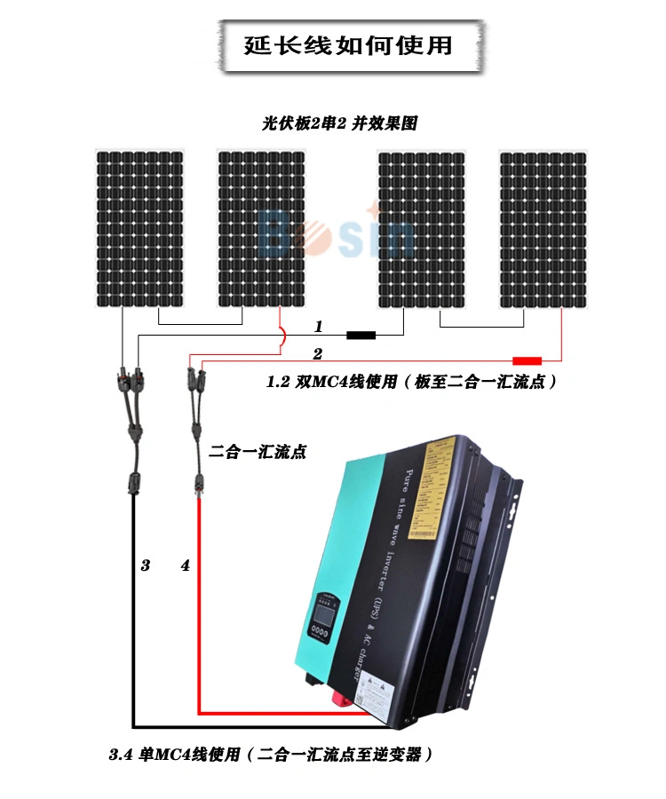 Y-Type Solar Connector TUV Four-Way Three-in-One Photovoltaic Parallel Connector Photovoltaic System in Parallel Is Compatible with Mc4 Connector
