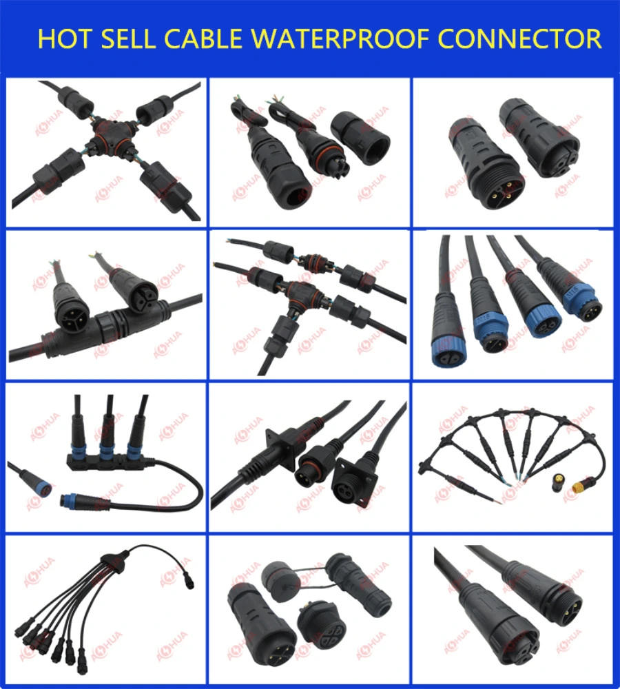 OEM Waterproof IP65 Panel Connector 3 Pin M12 Electric Male Female Solar LED Light Lamp Power Cord Extension Cable