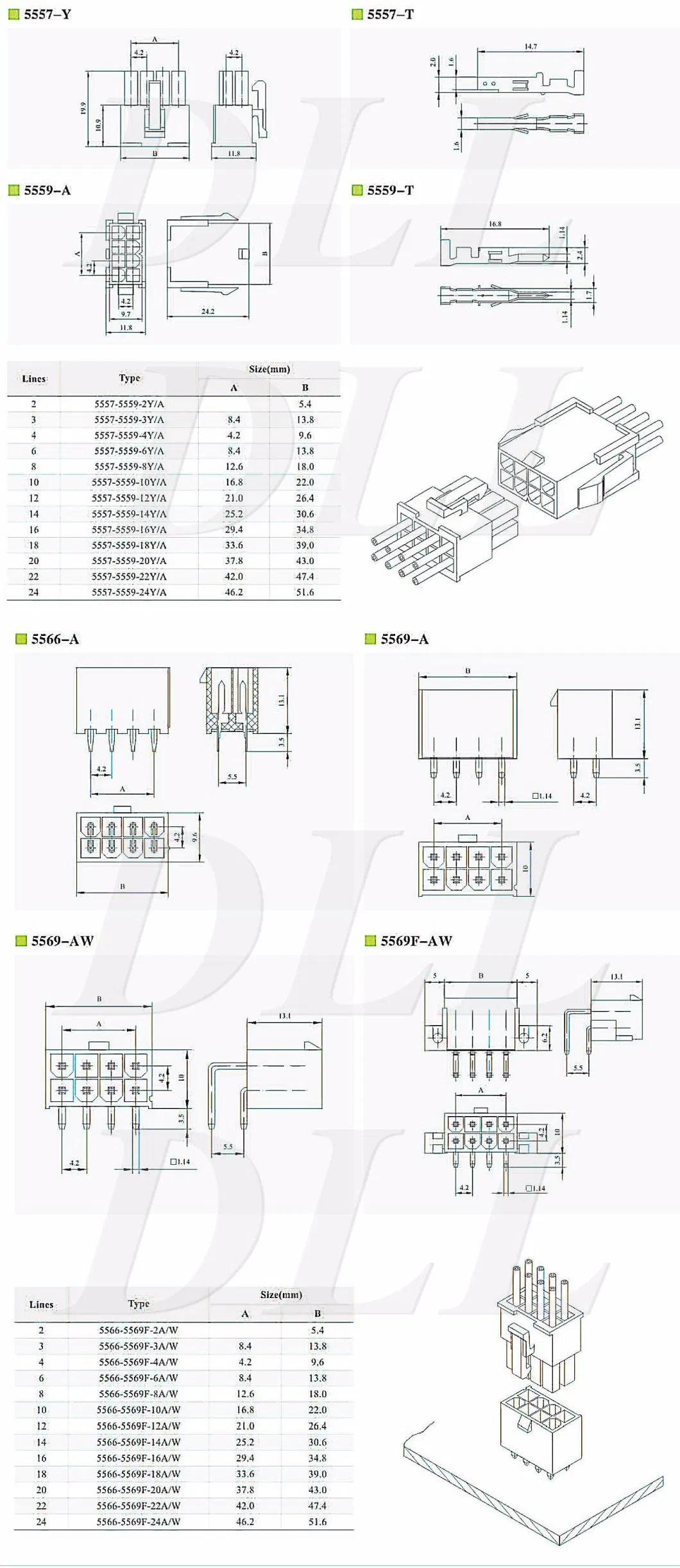 794269-1 794271-1 794273-1 794275-1 6.3mm Pitch Automotive Waterproof Electrical Connectors