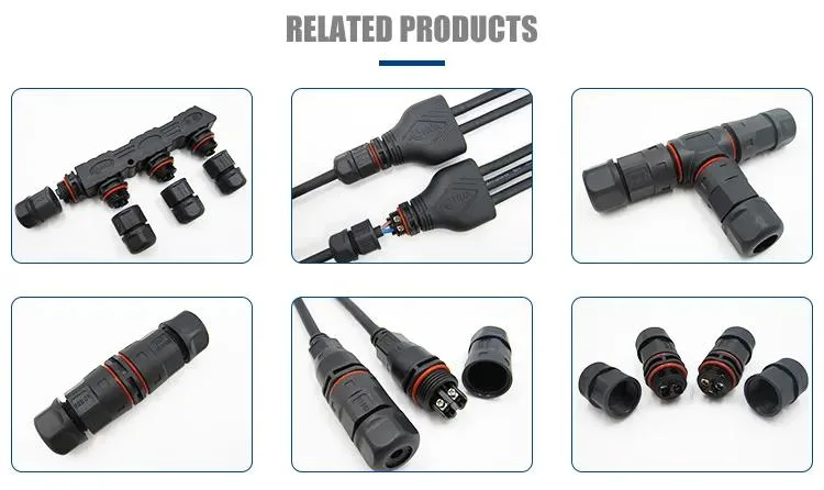 Aohua Factory Sales 2~8pin Circular Plastic Connector M20 Male to Female Extension Cable Connector IP67 Outdoor Solar Streetlight/Wall Washer Wire Connector
