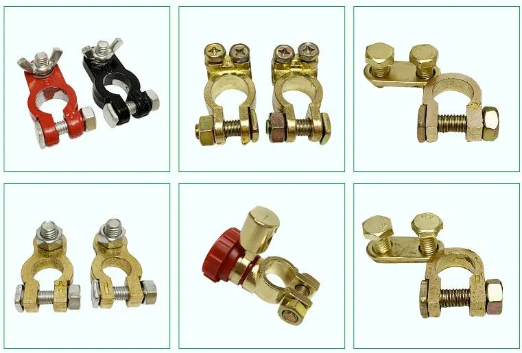 RoHS Top Post Battery Terminal Auto Brass Battery Clamp Terminal Connector Positive Negative Pair