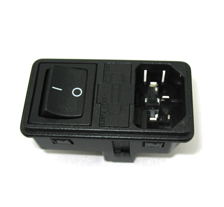 C14 AC Electrical Inlet Outlet Plug Auto Parts Power Connector Sockets with Switch Double Fuse