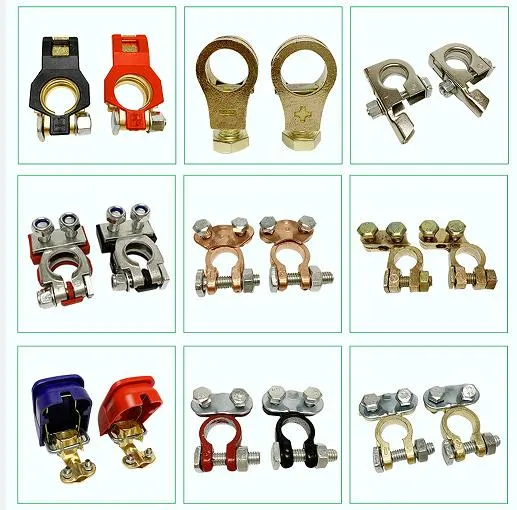 Free Sample RoHS Auto Spare Parts H62 Brass Battery Clamp Car Battery Terminal Thickened Connector with 10 Pairs Packing