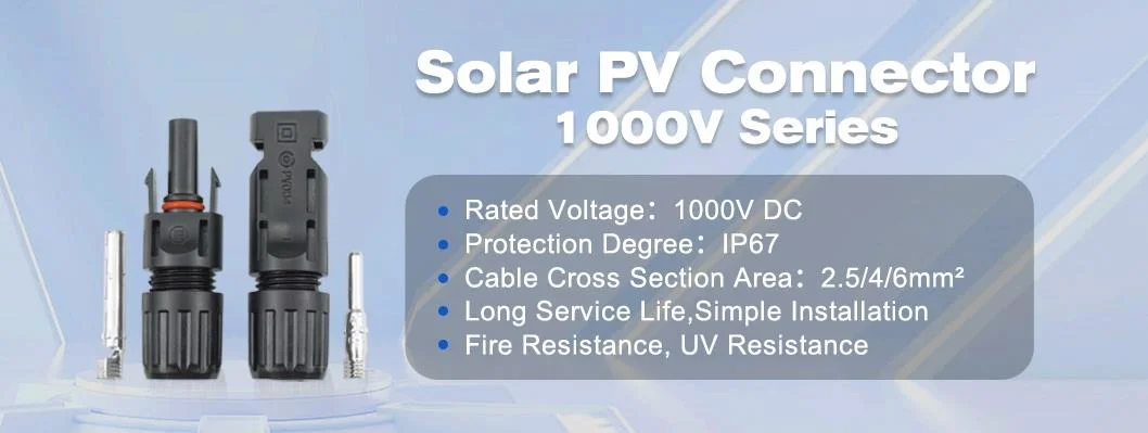 Kingwooh PV Cable Connector Solar Inverter Connector IP67 1000V 1500V Mc4 Connector for Solar Power System