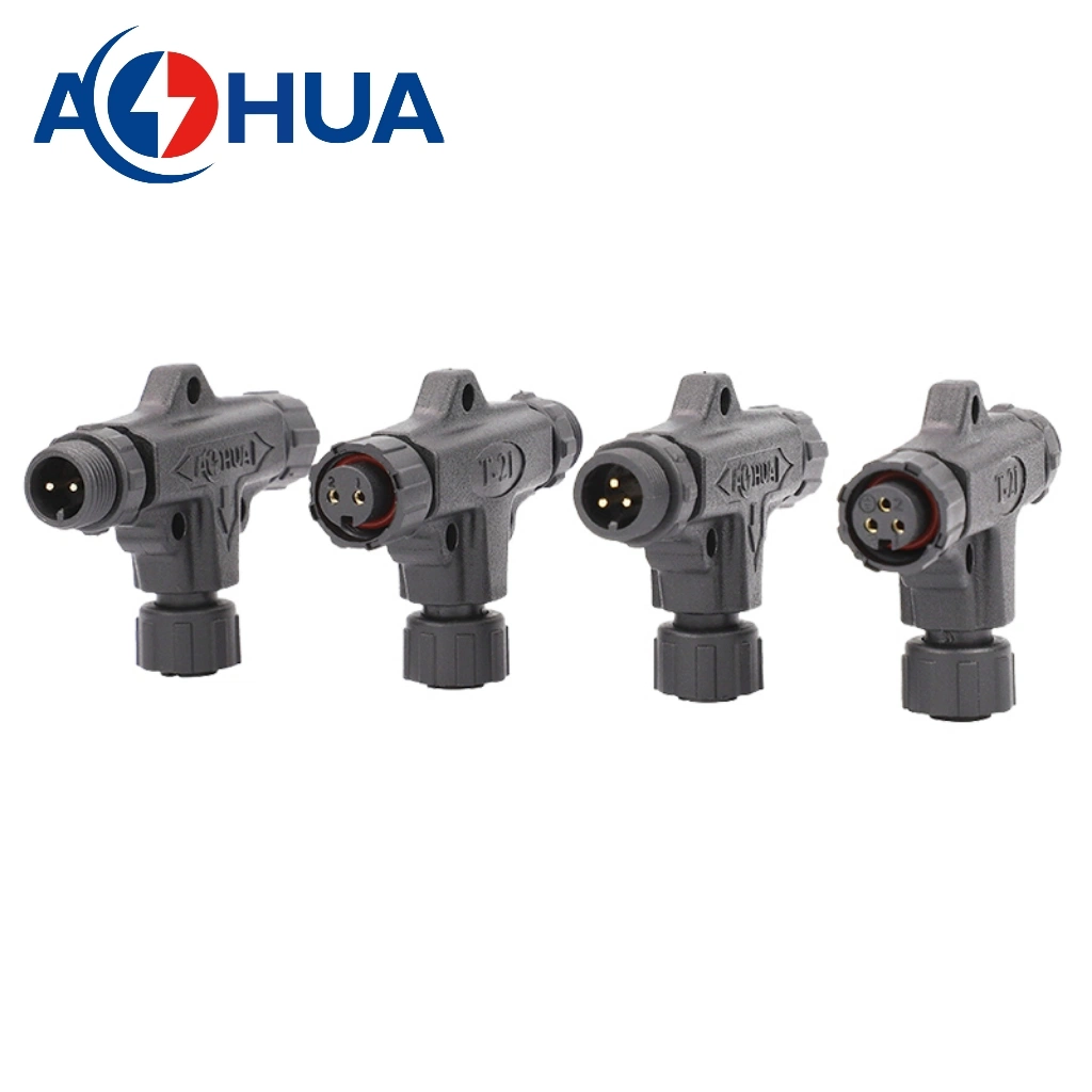 M12 T Type Connector 2 3 4 Pin Electrical Outdoor 3 Way Waterproof Automotive Wire Connector