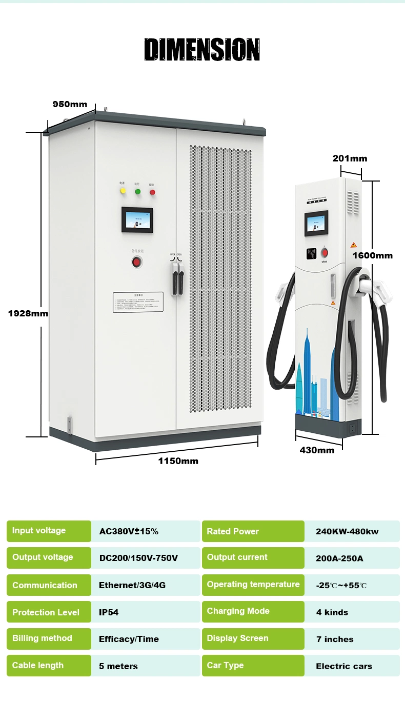 240kw Split Type DC EV Charging Station One Power Cabinet Plus Multiple Charging Terminals