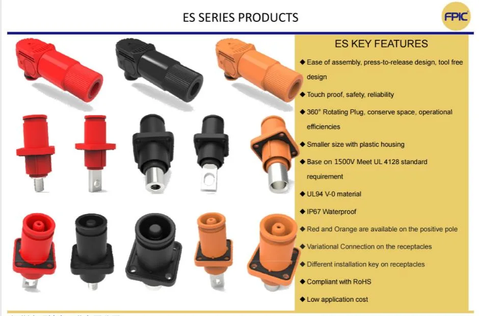 IP67 Waterproof Battery System High Protection Hv Solar Energy Storage Plug Receptacle Connector